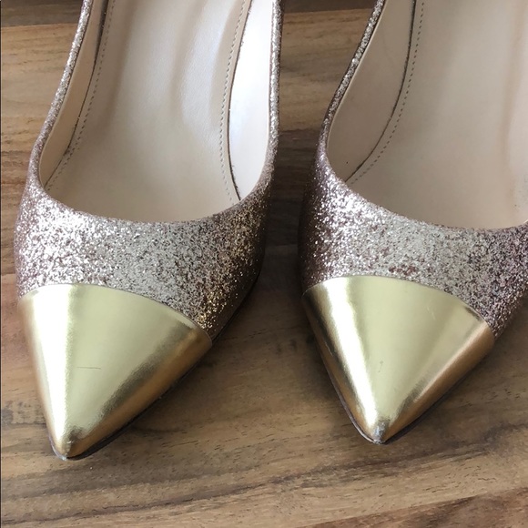 J. CREW Gold Glitter Heels - Picture 5 of 7
